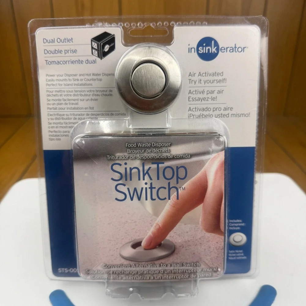 InSinkErator SinkTop‎ Switch STS-00SN Dual Outlet Satin Nickel Air Switch Kit